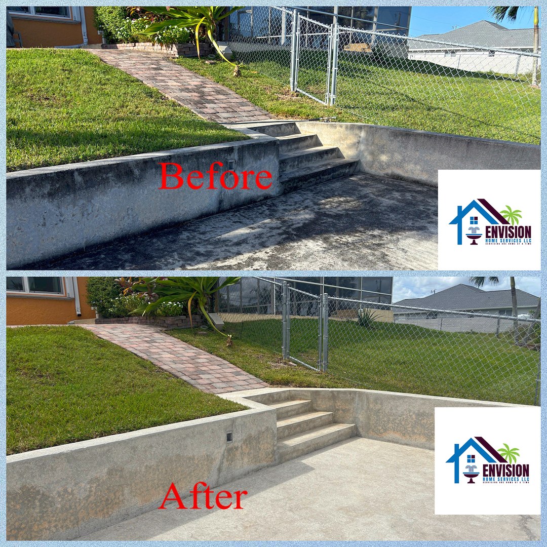 Concrete cleaning driveway and boat dock